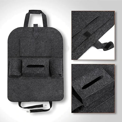 Organizador de asiento trasero - detalle de correas y portapañuelos